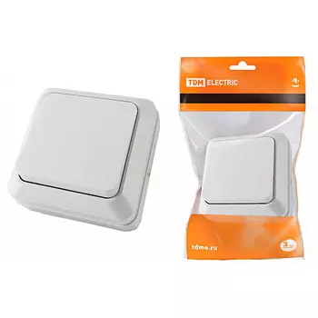 Выключатель TDM Ладога 1-клавишный открытой установки IP20 10А белый