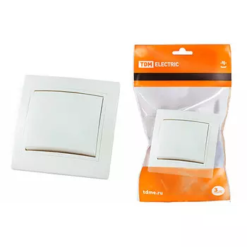 Выключатель TDM Таймыр 1 клавишный 10А белый