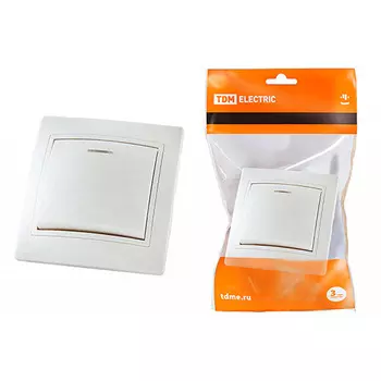 Выключатель TDM Таймыр 1 клавишный с подсветкой 10А белый