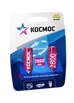 Аккумулятор КОСМОС Kocr6nimh2800mah2bl Тип: aa (lr6) (Кол-во в уп. 2шт.)