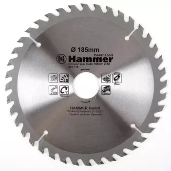 Диск пильный твердосплавный Hammer Ф185х30мм 40зуб.