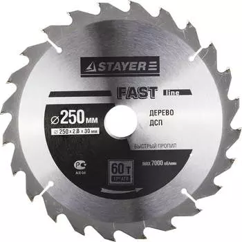 Диск пильный твердосплавный Stayer Ф250х30мм 60зуб. (master 3682-250-30-60)