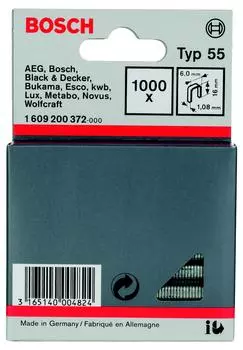 Скобы для степлера Bosch 1609200372 16 мм, тип 55, 1000 шт.
