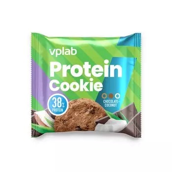 Протеиновое фитнес печенье VPLAB Protein Cookie, протеин, клетчатка, коллаген, 40 г, шоколад, кокос