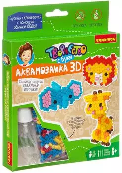 Аквамозаика Bondibon 3D Слон Лев и Жираф