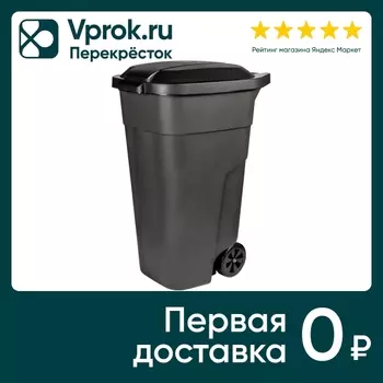 Бак для мусора Plast Team с крышкой на колесах 110л