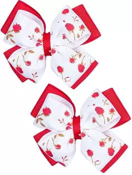 Бант на резинке Babys Joy Красные цветы 2шт