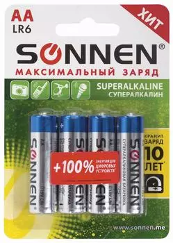 Батарейки Sonnen Super Alkaline АА LR6 15A 4шт