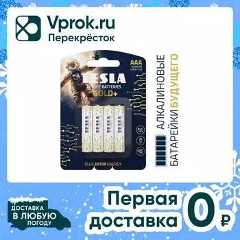 Батарейки Tesla Gold+ ААА 1.5V 4шт. Доставим до двери!