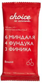 Батончик Choice No Comments орехово-фруктовый Вишня 45г