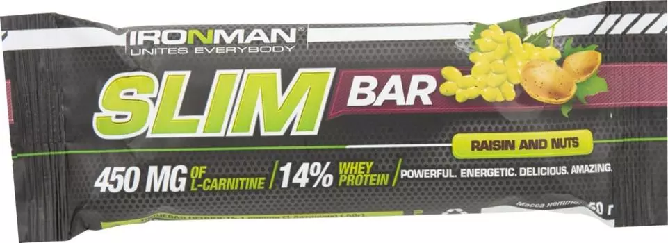 Батончик IronMan Slim Bar Изюм-Орехи 50г
