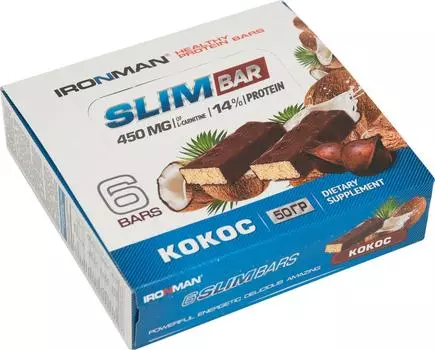 Батончик IronMan Slim Bar Кокос 6шт*50г