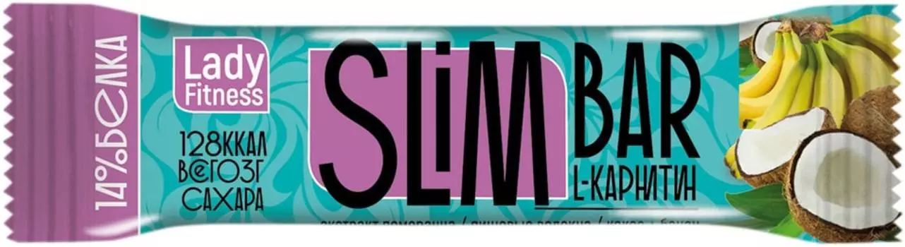 Батончик Lady Fitness Slim Bar Кокос-Банан с L-карнитином 35г