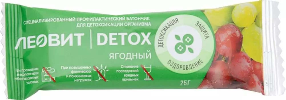 Батончик Леовит Detox ягодный 25г