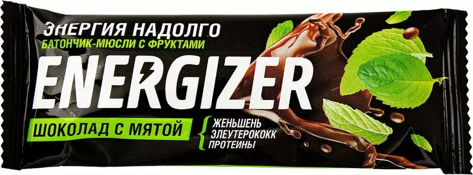 Батончик-мюсли энергетический Energizer Шоколад с мятой 40г