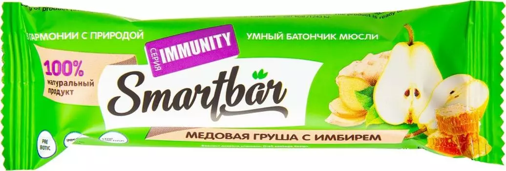 Батончик-мюсли Smartbar Груша Имбирь 40г