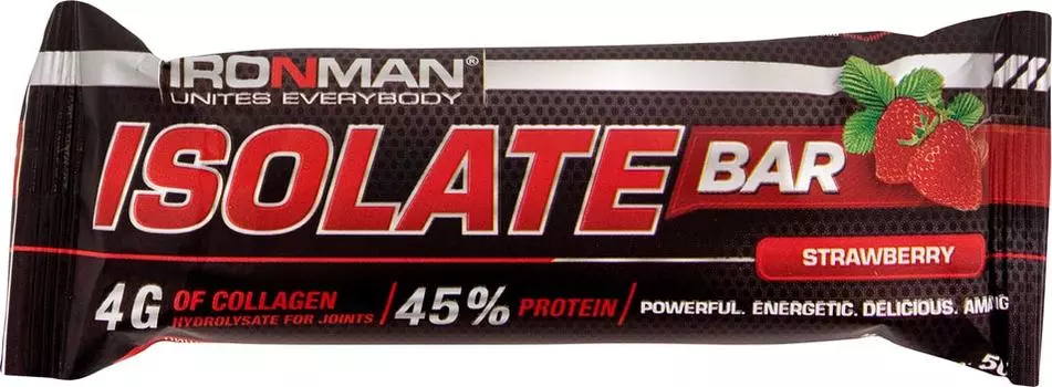 Батончик протеиновый IronMan Isolate Bar Клубника 50г
