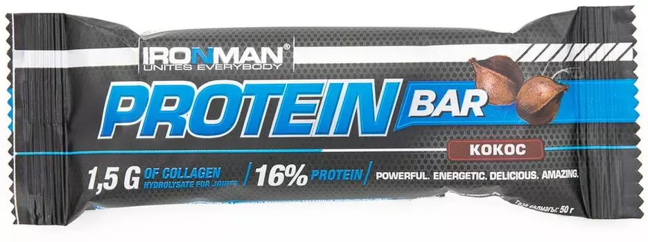 Батончик протеиновый ironMan Protein Bar Mild Cocos со вкусом кокос 50г