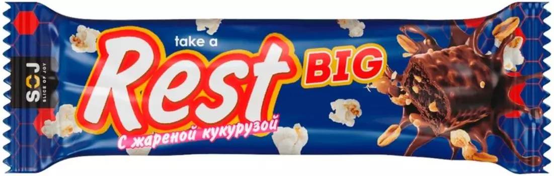 Батончик Soj Rest с жареной кукурузой арахисом и изюмом 52г