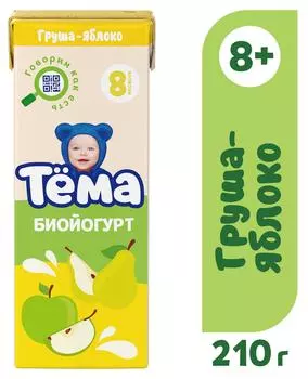 Биойогурт питьевой Тема Груша и Яблоко 2.8% с 8 месяцев 210г (упаковка 12 шт.)
