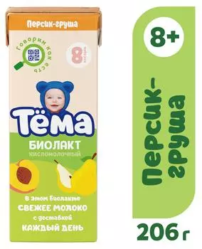 Биолакт Тема Персик и груша 3% 206г. Доставим до двери!