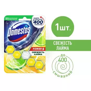 Блок для унитаза Domestos Power 5 Свежесть лайма защита от микробов и налета 55г