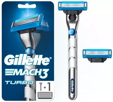 Бритва Gillette Mach3 Turbo с 2 сменными кассетами