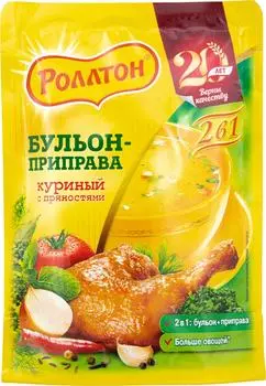 Бульон-приправа Роллтон Куриный с пряностями 2в1 100г