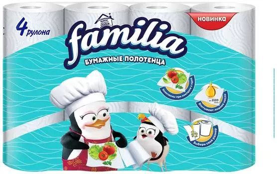 Бумажные полотенца Familia 4 рулона 2 слояс доставкой!