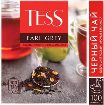 Чай черный Tess Earl Grey 100*1.6г. Доставим до двери!