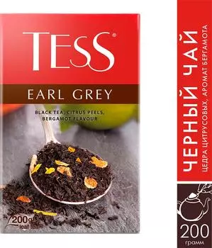 Чай Tess Earl Grey черный 200г - Vprok.ru Перекрёсток