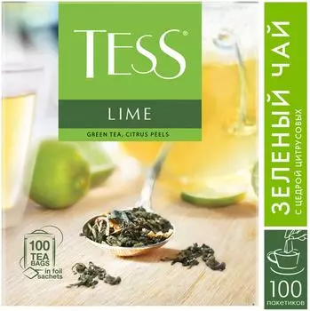 Чай зеленый Tess Lime 100*1.5г - Vprok.ru Перекрёсток