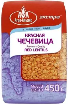 Чечевица Агро-Альянс красная 450г - Vprok.ru Перекрёсток
