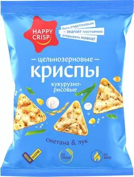 Чипсы Happy Crisp кукурузно-рисовые Сметана и Лук 50г