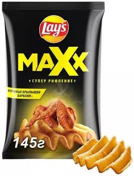 Чипсы Lays Maxx Куриные крылышки барбекю 145г