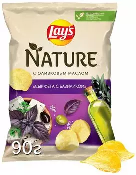 Чипсы Lays Nature Сыр фета с базиликом 90г