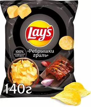 Чипсы Lays Ребрышки гриль 140г - Vprok.ru Перекрёсток