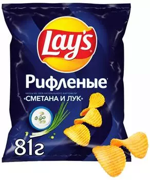 Чипсы Lays Рифленые Сметана и Лук 81г