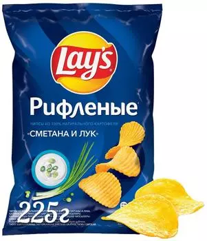 Чипсы Lays Сметана и Лук 225г