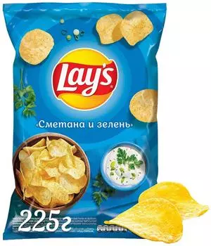 Чипсы Lays Сметана и Зелень 225г - Vprok.ru Перекрёсток