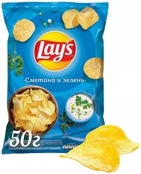 Чипсы Lays Сметана и Зелень 50г