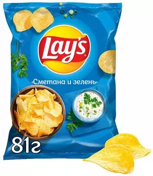 Чипсы Lays Сметана и Зелень 81г