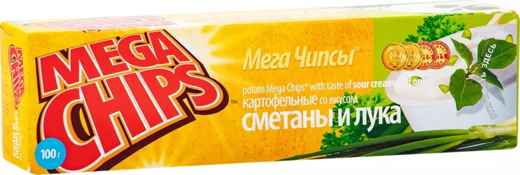 Чипсы Mega Chips Сметана и лук 100г. Доставим до двери!