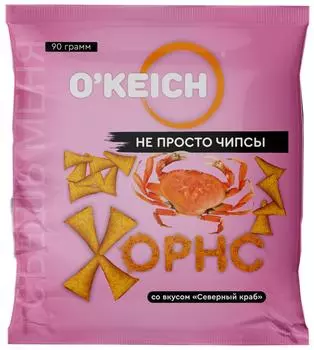 Чипсы Okeich Хорнс Северный краб 90г