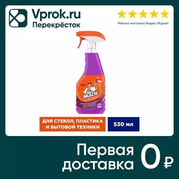 Чистящее средство Mr.Muscle для мытья стекол пластика и бытовой техники лаванда 530мл