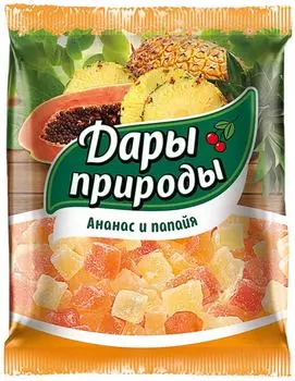 Цукаты Дары природы Ананас и папайя сушеные 150г