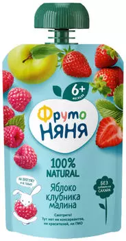Десерт ФрутоНяня из яблок клубники и малины 90г