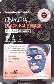 Детокс-маска для лица MBeauty тканевая с древесным углем 23мл