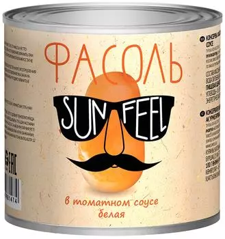 Фасоль Sunfeel белая в томатном соусе 425мл