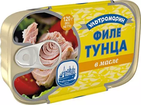 Филе тунца Ультрамарин в масле 120г